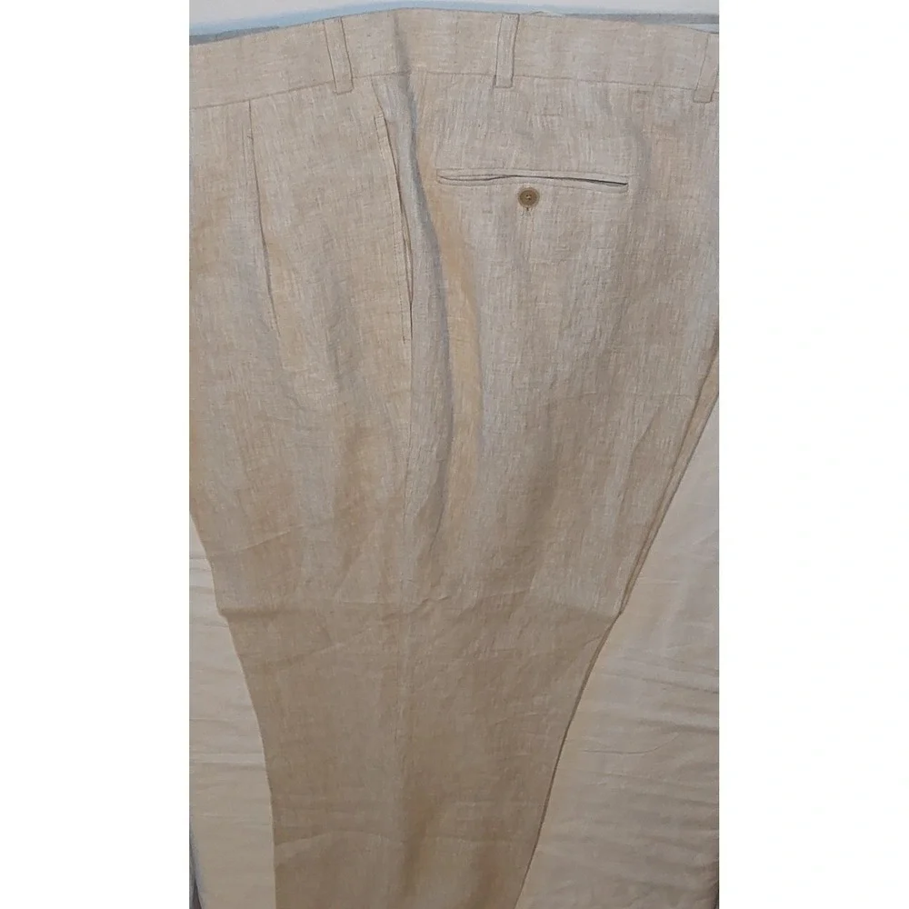 Joseph Abboud Men's 45 x 30 100% Linen‎ Straight Leg Beige Tan Dress Pants